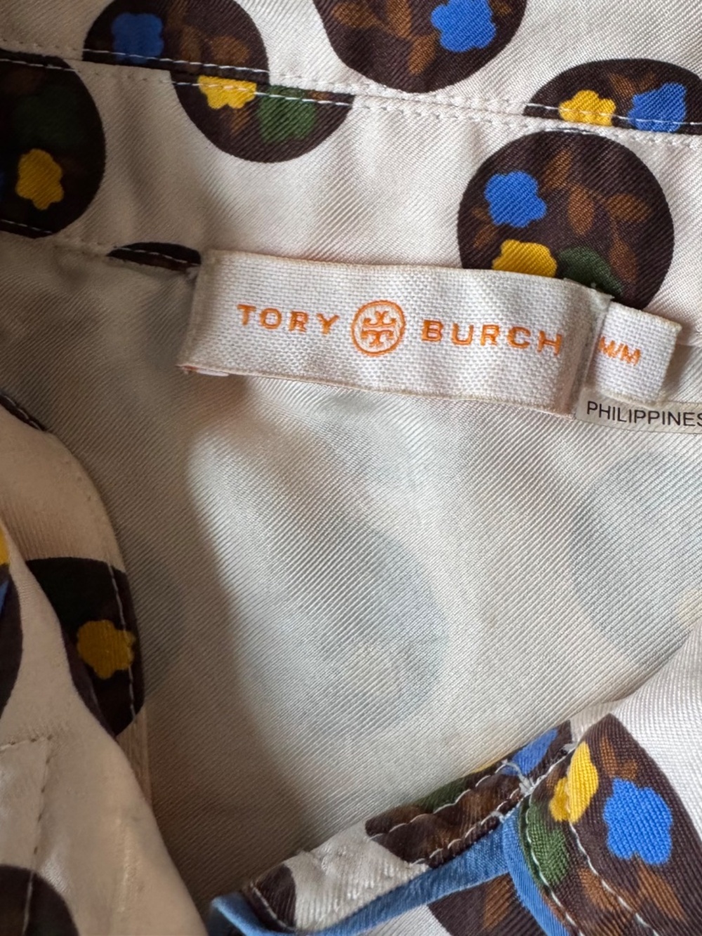 Tory Burch "Floral Dot" Silk Twill Button Down Shirt | Size M | Pajama-Inspired - Picture 5 of 9